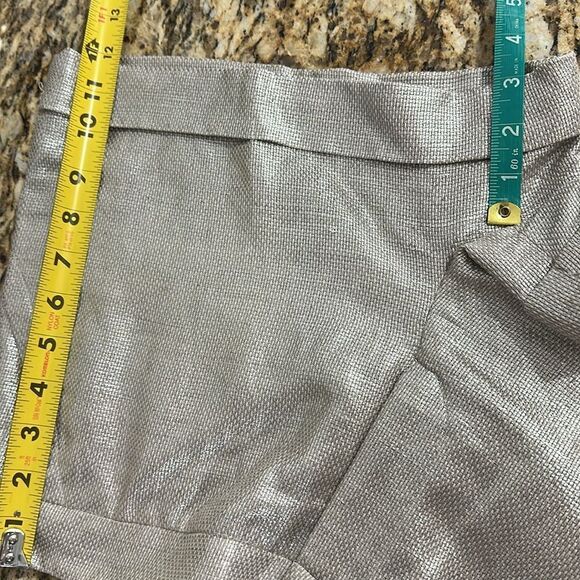 Mint Linen Cotton Silver Shimmer Mid Rise Shorts With Pockets Size 6 - Picture 9 of 10